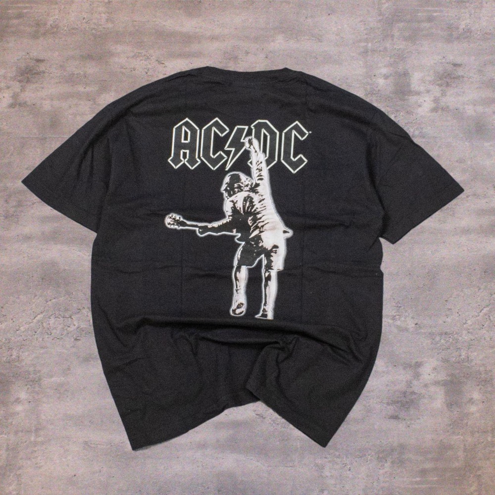 Y2K 2000s AC/DC Stiffer Upper Lip Bon Scott Crazy Double Stitch Black Tee